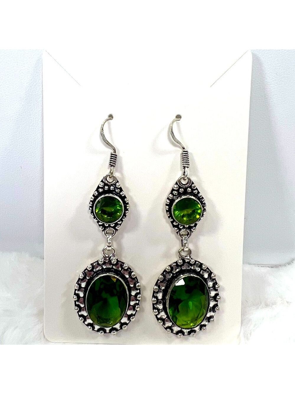Peridot 925 synthetic Gemstone Earrings